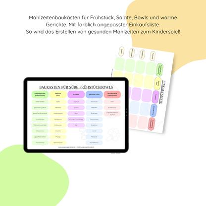 Mahlzeitenplaner, Einkaufshilfen und Lebensmittellisten